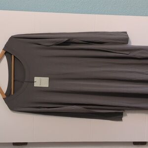 Transit Par Such Gray Long Sleeve Minimalist Contemporary A Line Stretchy Dress